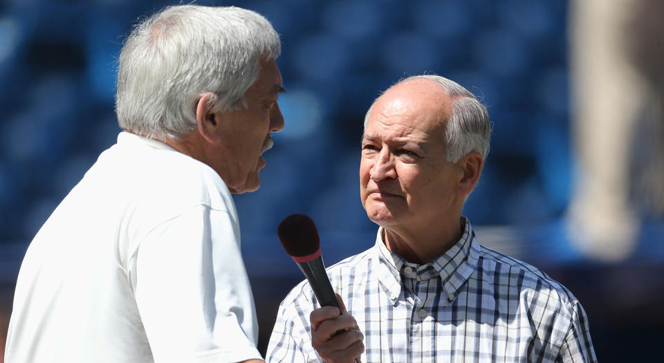 Jerry Howarth was a Blue Jays broadcaster for 36 years (Photo by Tom Szczerbowski/Getty Images)