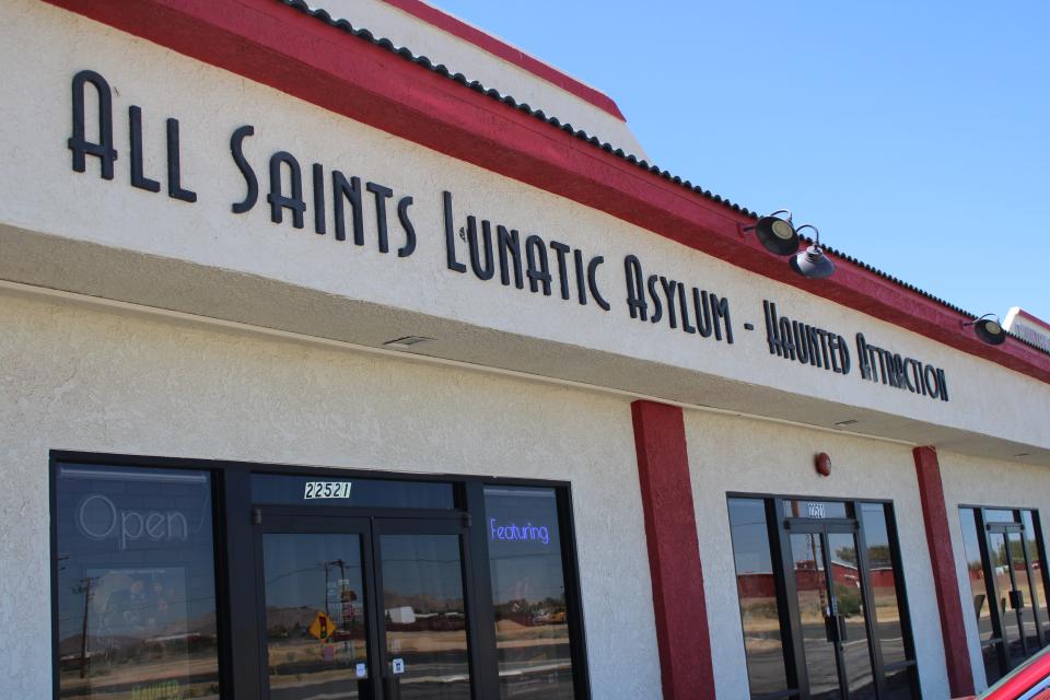 The storefront of All Saints Lunatic Asylum in Apple Valley is a must-stop for Halloween and horror fanatics.