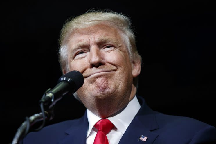 Republican presidential candidate Donald Trump speaks during a rally, Monday, Oct. 10, 2016, in Wilkes-Barre, Pa. (Photo: Evan Vucci/AP)