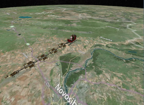 NORAD Santa Tracker website, powered by BING