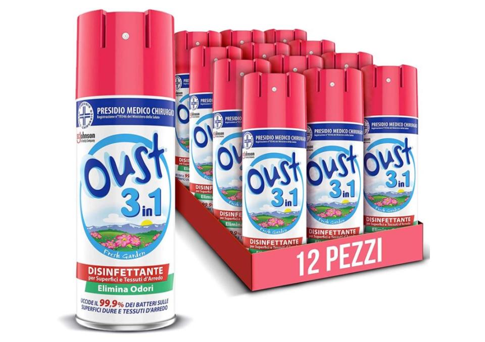 Oust 3 in 1 Spray Disinfettante 400 ml, Fragranza Fresh Garden, per Superfici e Tessuti
