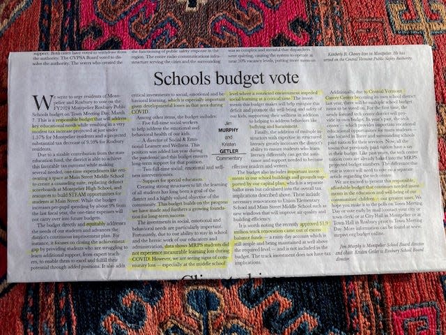 Montpelier Roxbury Public Schools' school board members say in a February 22, 2023 commentary piece in the Times Argus that their district suffered no learning loss during COVID.
