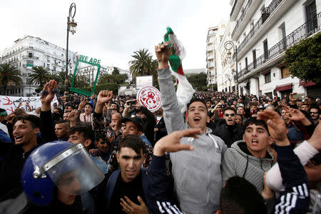 People protest against the appointment of interim president, Abdelkader Bensalah and demanding radical changes to the political system in Algiers, Algeria April 10, 2019. REUTERS/Ramzi Boudina