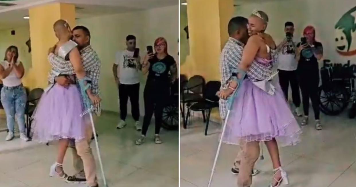 Al ritmo de Tiempo de vals, quinceañera con cáncer baila con su papá