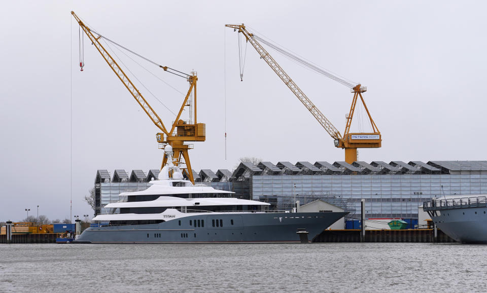 The luxury yacht Titan docked in Germany.