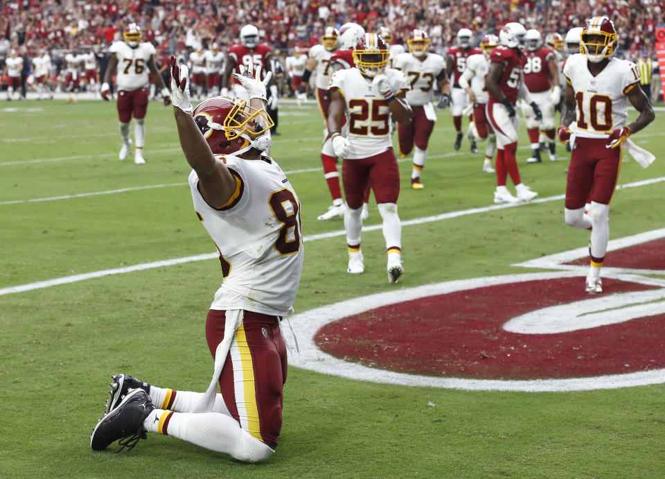 The talented Jordan Reed hasn’t hit the end zone since Week 1. (AP Photo/Ross D. Franklin)