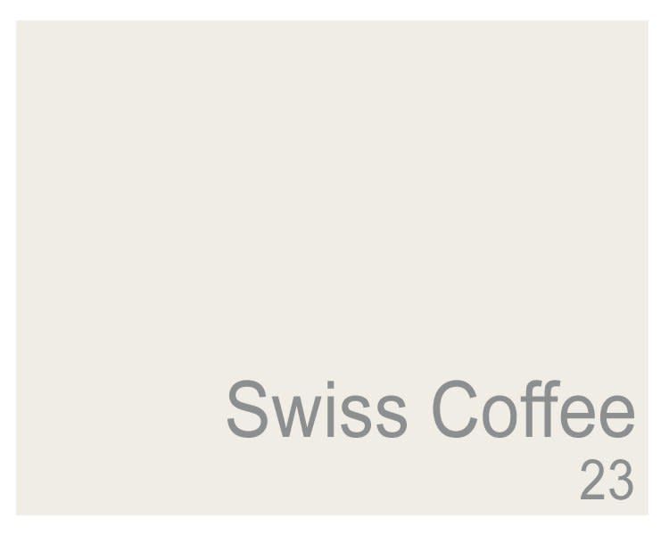 Swiss Coffee is <a rel="nofollow noopener" href="http://kellymoore.com/homeowner/interior" target="_blank" data-ylk="slk:Kelly-Moore;elm:context_link;itc:0;sec:content-canvas" class="link ">Kelly-Moore</a>’s top-selling paint color. The creamy off-white looks great in any room and is at home with browns and aqua blues.