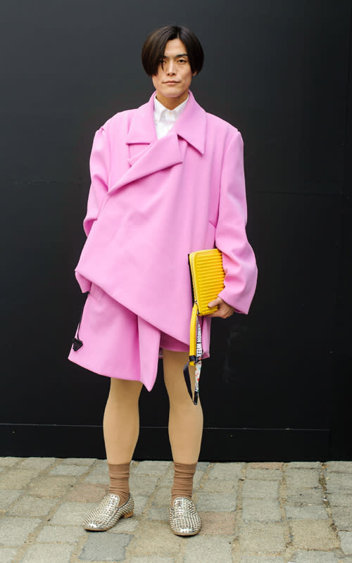 <b>LFW Street Style</b><br><br>Journalist Yu Masui on day two of London Fashion Week, Somerset House, London.<br><br>©PA