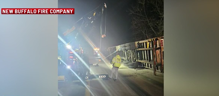 Propane Cylinder stuck in river, photo via New Buffalo Fire Company