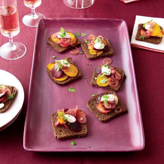 Roasted Beet Toasts with Horseradish Cream