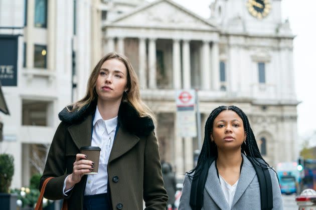 In Season 1, Episode 8, when Harper asks whether her line manager Daria (Freya Mavor) would vouch for her on RIF Day, Daria tells her she's not a “cultural fit” for the environment. (Photo: Amanda Searle)