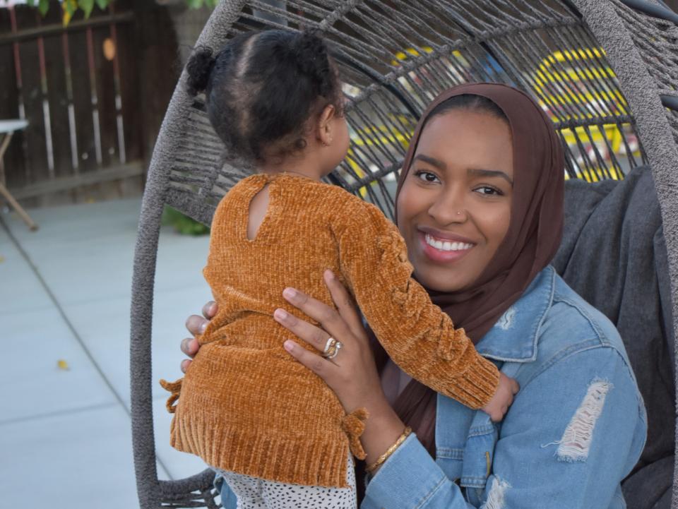 Damali Stennette with her second-born daughter, Leena