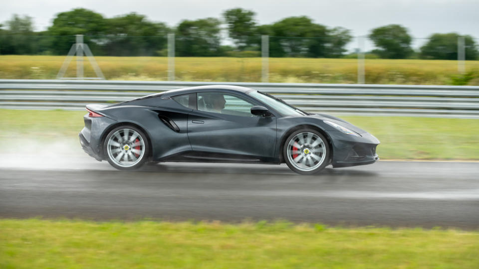 Racer Jenson Button tests the Lotus Emira on track. - Credit: Photo: Courtesy of Lotus Cars Limited.