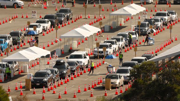 Penn’s CORE partnered with the city of Los Angeles to create one of the largest vaccination sites in the country at Los Angeles Dodger Stadium in February. (Photo: Al Seib via Getty Images)