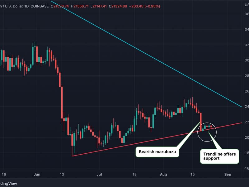 Bitcoin/U.S. dollar daily chart (Omkar Godbole/TradingView)