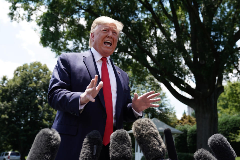 President Donald Trump speaks to the press as he leaves the White House on June 26, 2019. (Photo: Mandel Ngan/AFP/Getty Images)