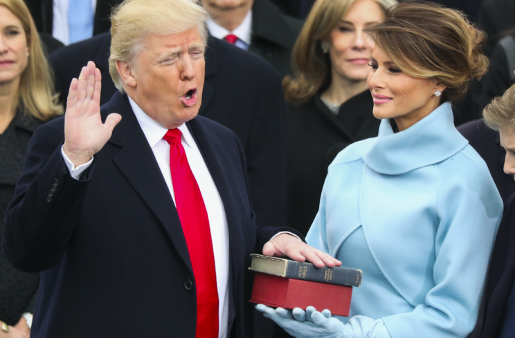 Swearing in: Donald Trump's camp claim huge numbers watched him become President (Rex)