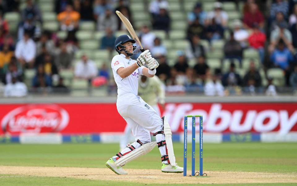 England batsman Joe Root reverse scoops a ball for six - Stu Forster/Getty Images