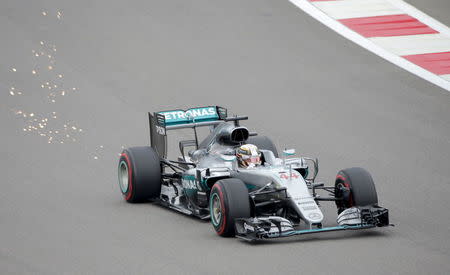 Formula One - Russian Grand Prix - Sochi, Russia - 30/4/16 - Mercedes Formula One driver Lewis Hamilton of Britain drives during the qualifying session. REUTERS/Maxim Shemetov