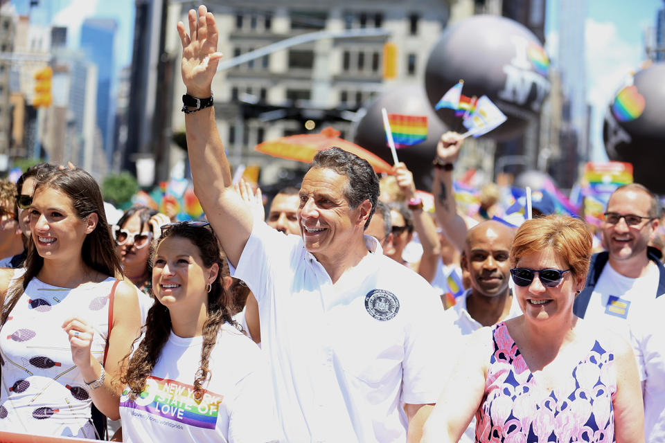 New York Governor Andrew Cuomo marches in the NYC Pride Parade in New York, Sunday, June 30, 2019. (Gordon Donovan/Yahoo News) 