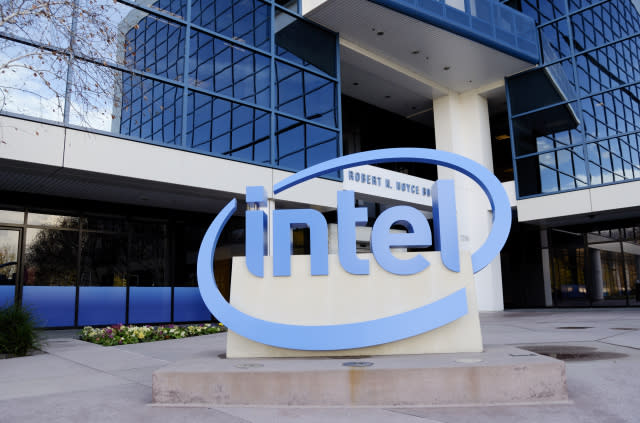 Santa Clara, USA - March 26, 2012: Intel headquarters in silicon vallye. Intel Corporation, founded on July 18, 1968, is a portmanteau of Integrated Electronics. It is the inventor of the x86 series of microprocessors, the processors found in most personal computers