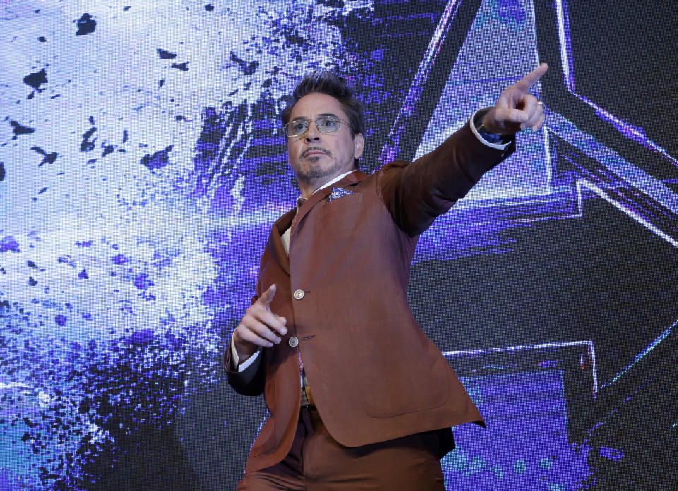 FILE - Actor Robert Downey Jr. poses during an Asia Press Conference to promote his latest film "Avengers Endgame" in Seoul, South Korea on April 15, 2019. Downey Jr. turns 56 on April 4. (AP Photo/Ahn Young-joon, File)