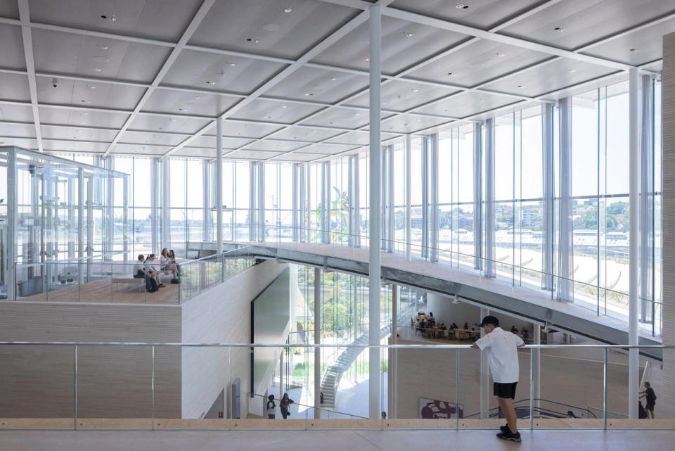 Central glass-walled atrium of the Sydney Modern addition to the Art Gallery of New South Wales.