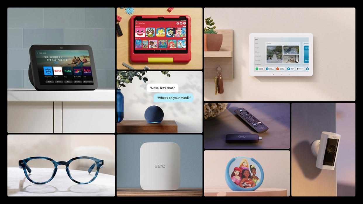  A grid of new Amazon smart home products. 