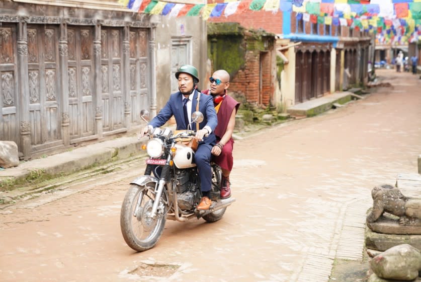 Tsering Tashi Gyalthang, left, and Tulku Ngawang Tenzin in the movie "Looking for a Lady With Fangs and a Moustache."