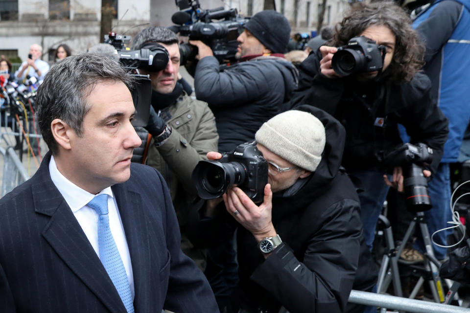 Michael Cohen, Trump's former personal attorney, in New York City, Dec. 12, 2018, after being sentenced to three years in prison. The Wall Street Journal reported&nbsp;that in 2015 he hired Liberty's chief information officer to rig online polls in Trump&rsquo;s favor. (Photo: Brendan McDermid / Reuters)