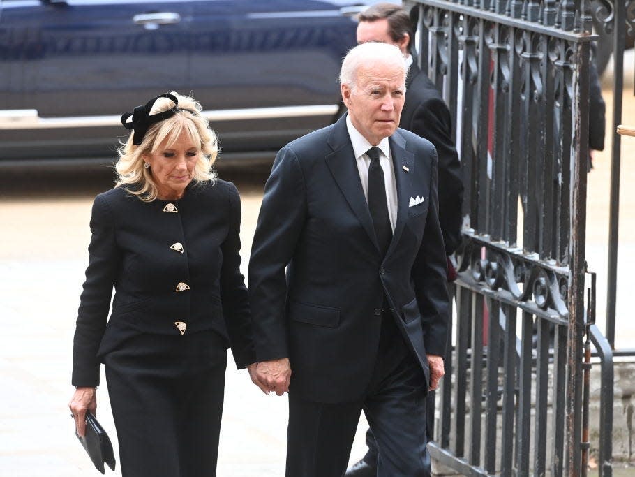 The Bidens attend Queen Elizabeth's funeral in 2022.