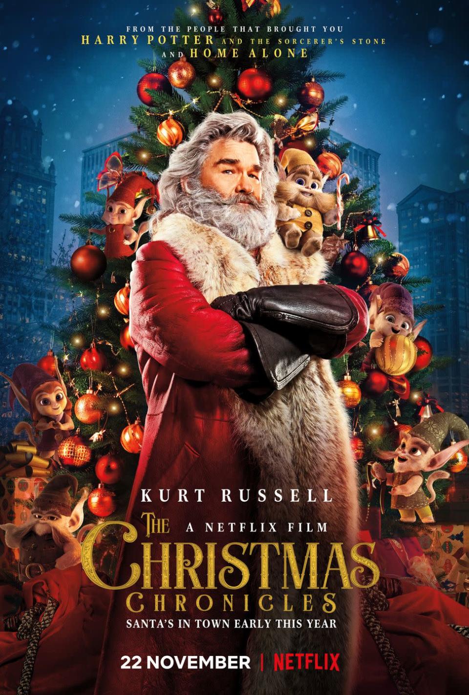 <p>Starring Kurt Russell as Santa Claus, this jolly Netflix original film follows two kids who encounter Santa in their own home — and find themselves on a magical adventure to help him save Christmas. If you're a fan, add <em><a href="https://www.netflix.com/title/80988988" rel="nofollow noopener" target="_blank" data-ylk="slk:The Christmas Chronicles: Part Two" class="link rapid-noclick-resp">The Christmas Chronicles: Part Two</a> </em>to your watchlist, as well.</p><p><a class="link rapid-noclick-resp" href="https://www.netflix.com/title/80199682" rel="nofollow noopener" target="_blank" data-ylk="slk:WATCH NOW">WATCH NOW</a> </p>