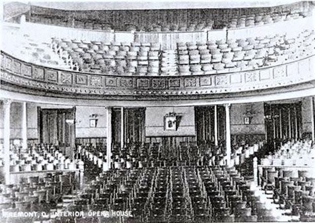 The inside of the Fremont Opera House as it appeared during the 1900s.
