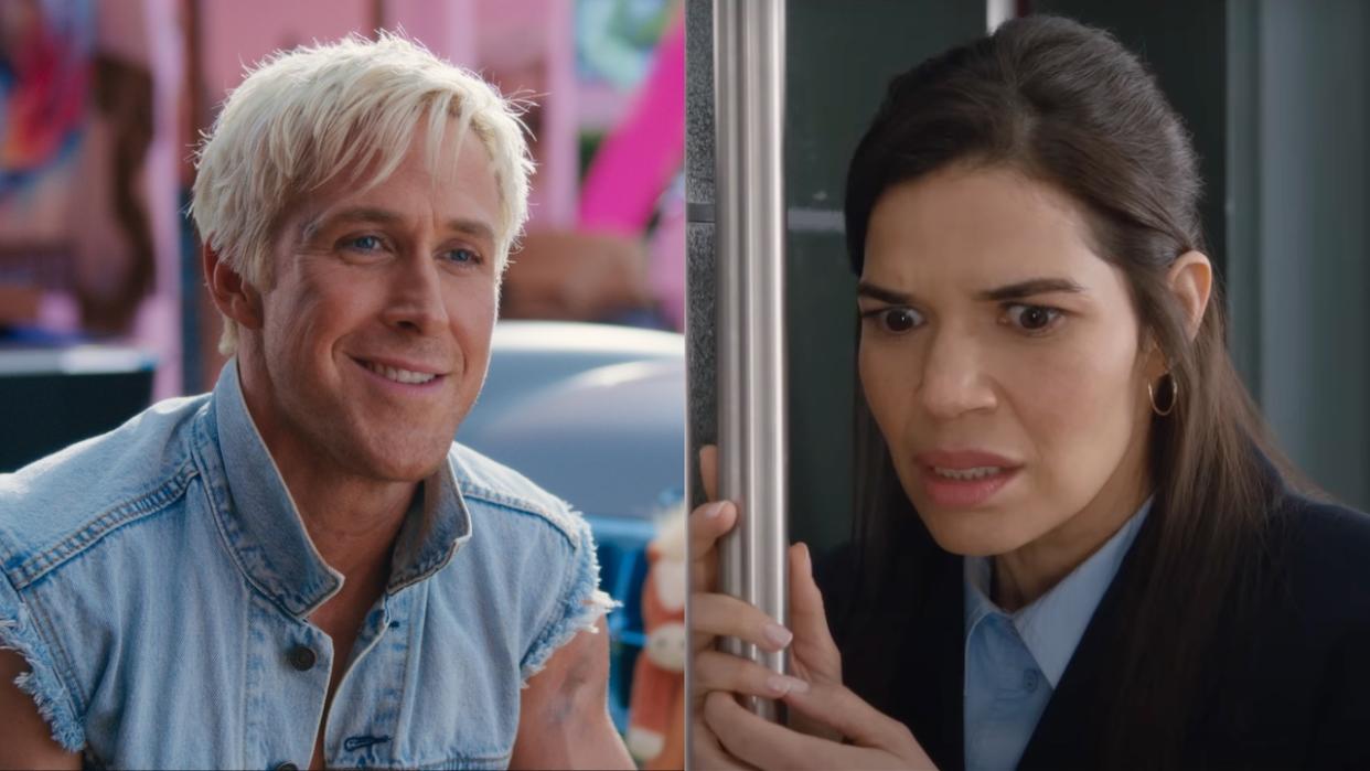  Ryan Gosling's Ken and America Ferrera's Gloria in Barbie movie. 