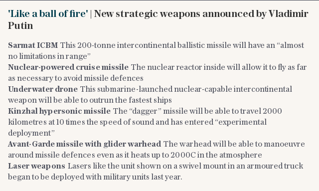 'Like a ball of fire' | New strategic weapons announced by Vladimir Putin