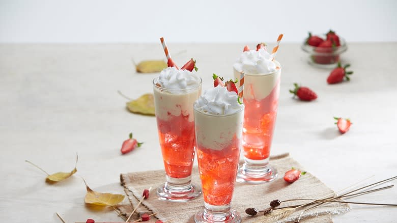 Italian soda glasses on table