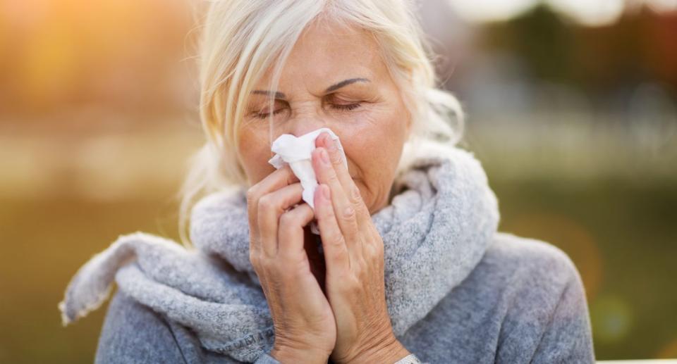 Hay fever sneezing. (Getty Images)