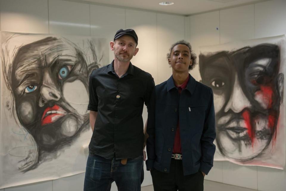 Jamal with artist David Tovey, who became a fan of his art