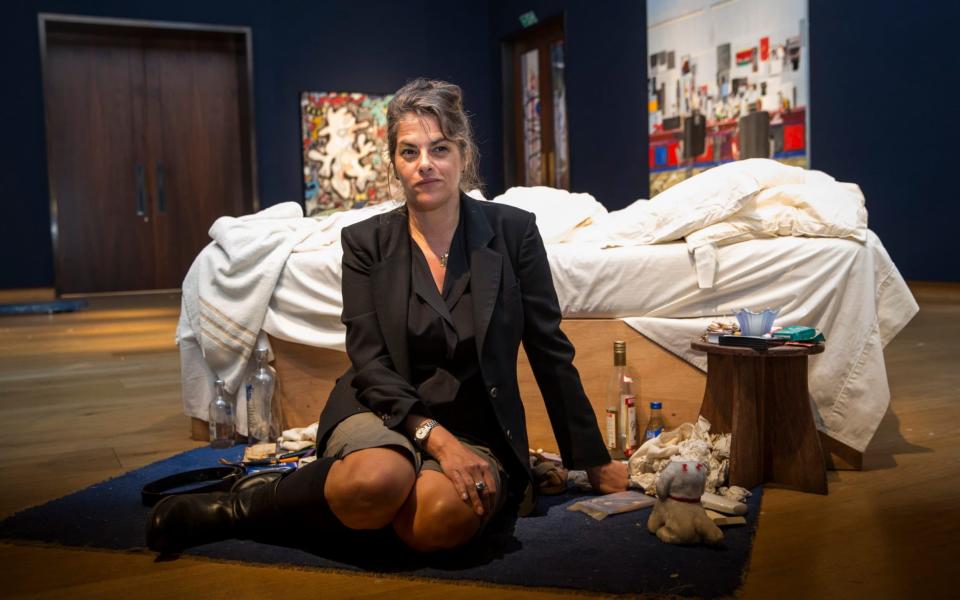 Emin with her artwork My Bed in 2014 - Getty Images