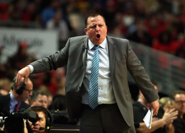 Tom Thibodeau is pleased as punch to be back on the sidelines. (Getty Images)