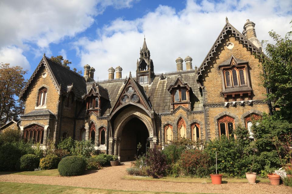 Holly Village, an enchanting gated housing development, is a clear example of Victorian-era Gothic architecture.