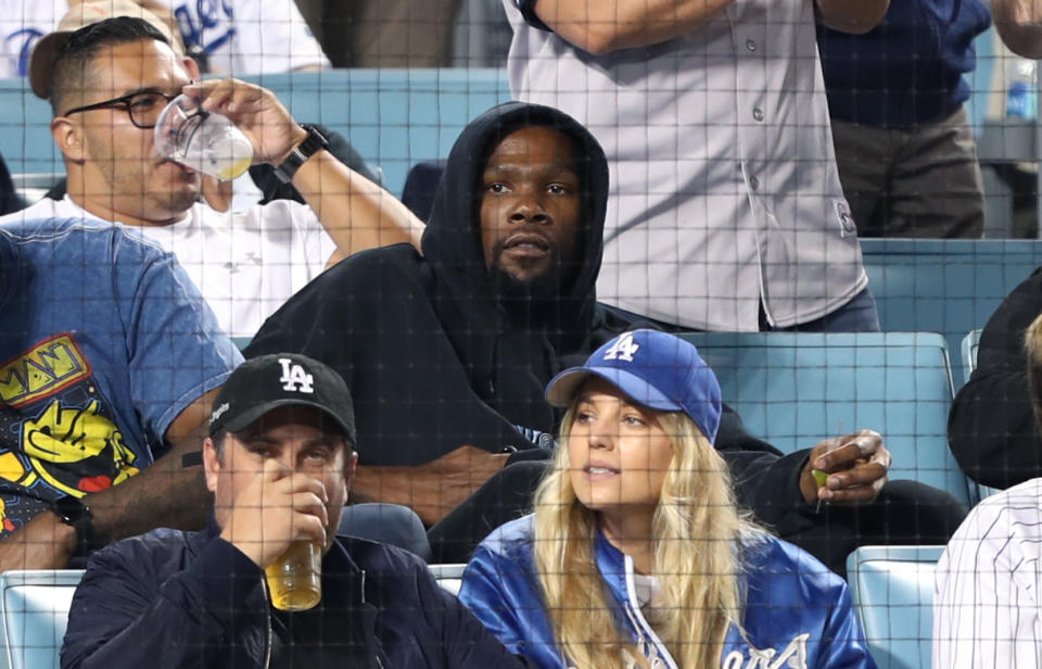 Kevin Durant attends The Los Angeles Dodgers Game at Dodger Stadium