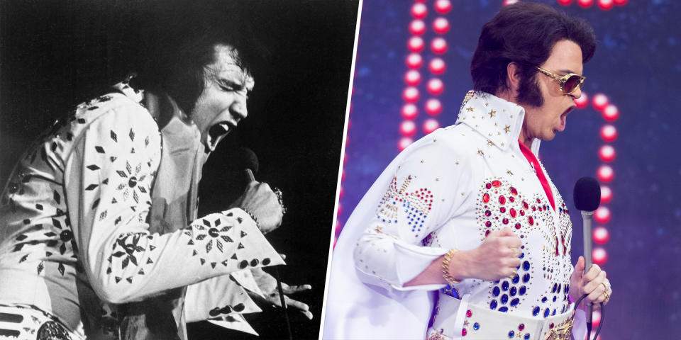 Willie Geist dressed up as Elvis for the 2022 TODAY Halloween show. (Getty Images, TODAY)