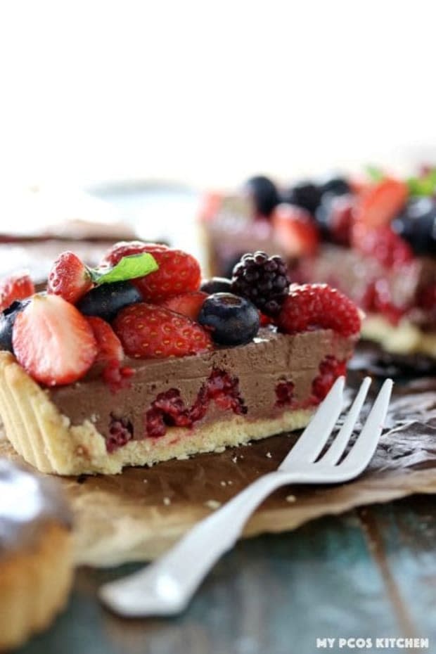 <p><a href="https://www.mypcoskitchen.com/low-carb-no-bake-chocolate-tart-with-raspberries/" rel="nofollow noopener" target="_blank" data-ylk="slk:My PCOS Kitchen;elm:context_link;itc:0;sec:content-canvas" class="link ">My PCOS Kitchen</a></p>