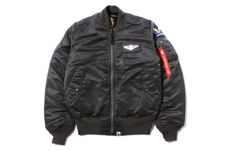 A limited-edition Alpha Industries x A Bathing Ape jacket.