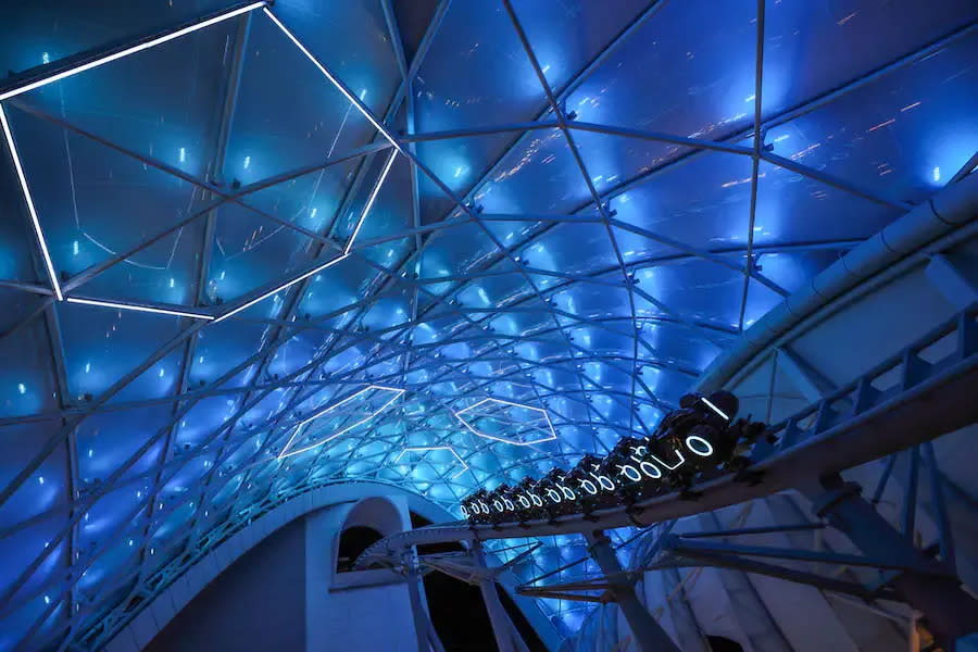Walt Disney World on Monday shared a first look at the TRON Lightcycle / Run canopy officially powered on.
