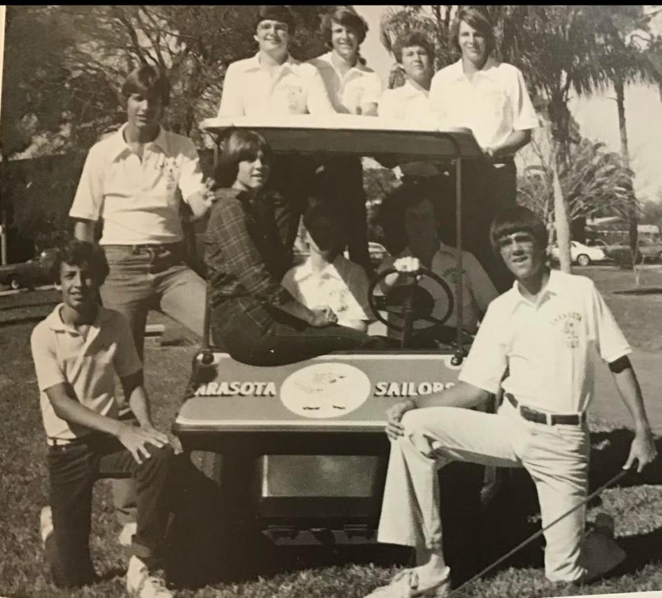 The 1981 Sarasota High School boys golf team. Scott Dunlap is on his knee to the left.