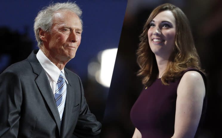 Clint Eastwood at the 2012 Republican National Convention; LGBT rights activist Sarah McBride at the Democratic National Convention in 2016. (Photos: Joe Skipper/Reuters; Paul Sancya/AP)