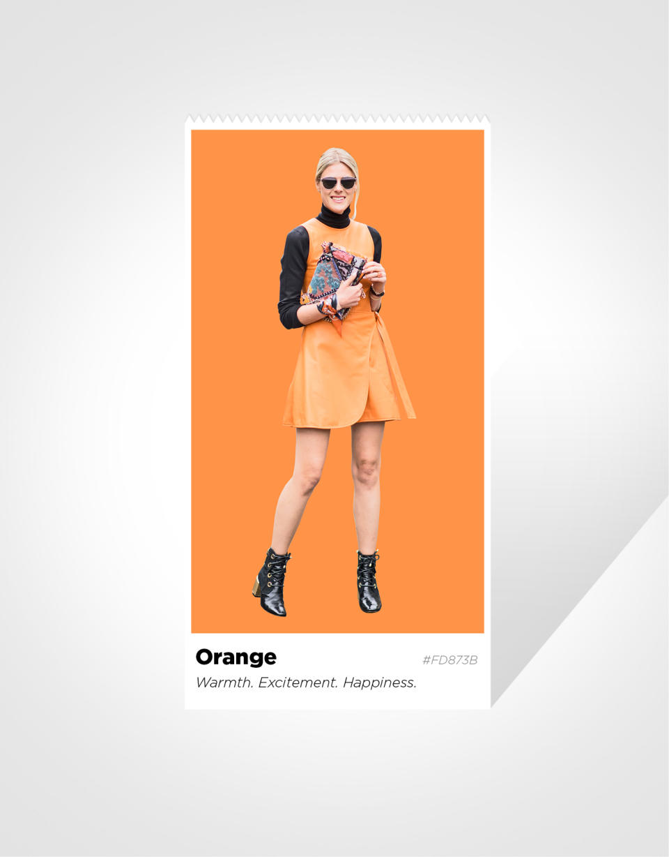 Orange: Warmth, excitement, happiness