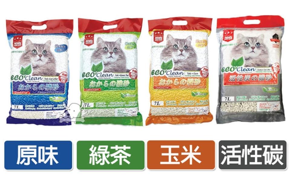 【Eco Clean艾可】天然環保豆腐貓砂7L X 6包，四種口味，最多網友愛綠茶！（圖取自Yahoo奇摩購物中心）